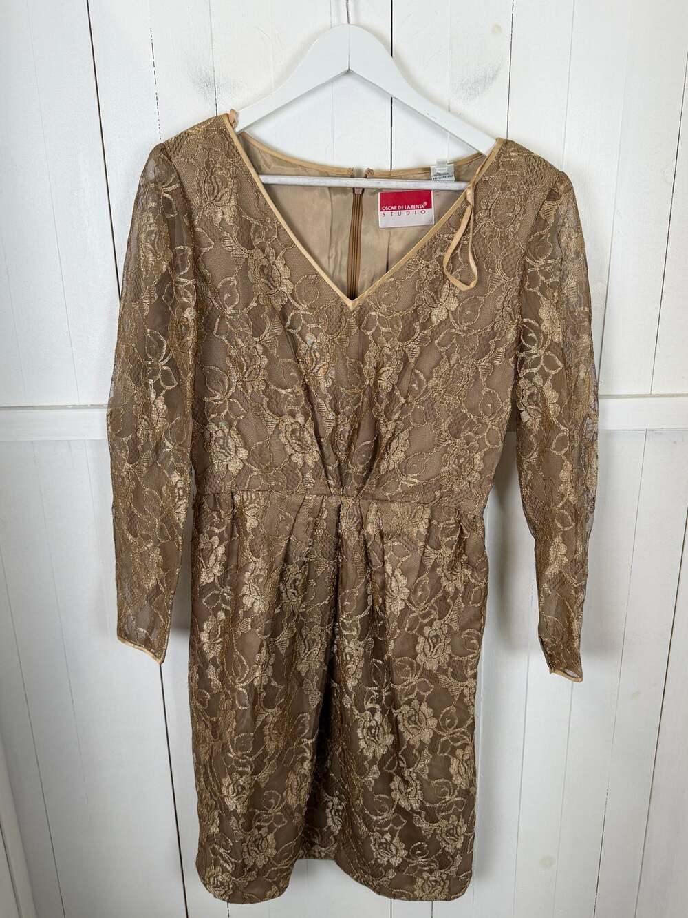 Oscar de la Renta Gold Knee Length Dress Size 10